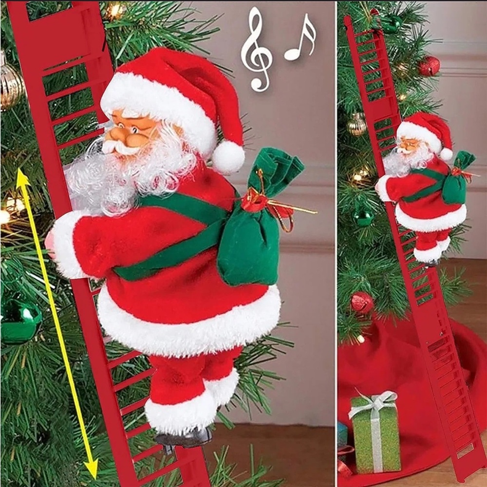 Electric Climbing Santa Claus Christmas Decoration - LED Light & Music